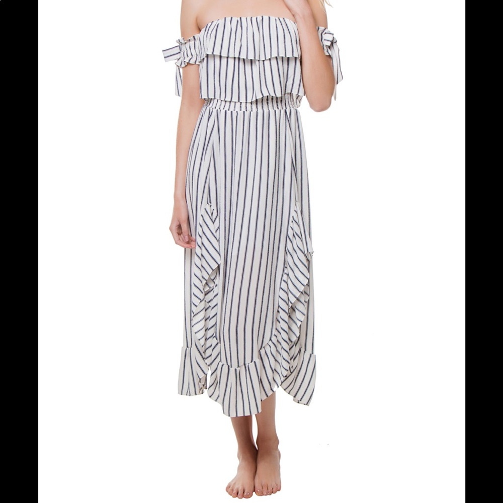 Misa Los Angeles Rosa Off The Shoulder Mid-Length Dress L